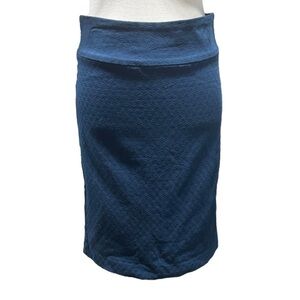 Margaret M Navy Stretch Pencil Skirt Medium Pull On Abstract Geometric Office